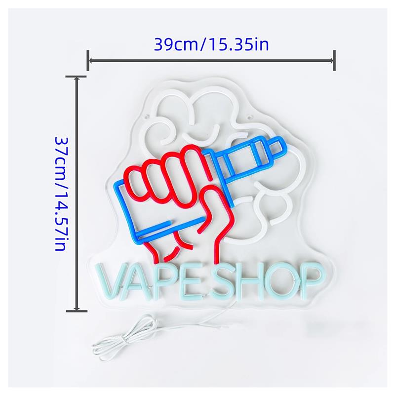 Neonowy szyld Vape Shop, ręka  – Vaping Store recenzja i cena